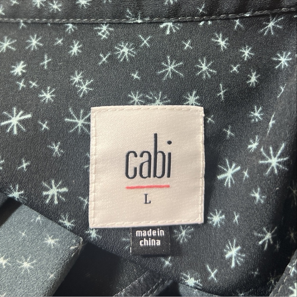 Cabi Astral Style Navy Blue and White Sleeveless Star Print Top Sz L EUC Resort - Picture 5 of 7